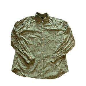 J.Crew Mens Green & White Gingham Long Sleeve Button-Up Shirt L